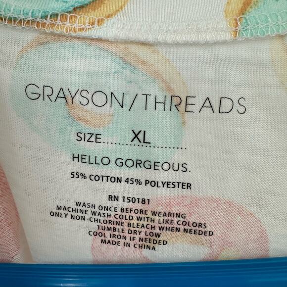 grayson threads size XL sleeveless tank‎ top donut allover print white pink blue - Picture 3 of 3